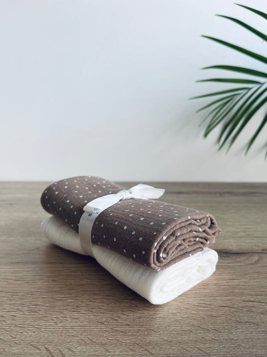 Tetra plenice - bež pikice + bela enobarvna