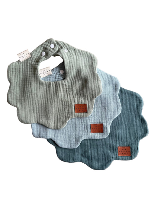 Slinček z valovitim robom - set 3 - bela in roza