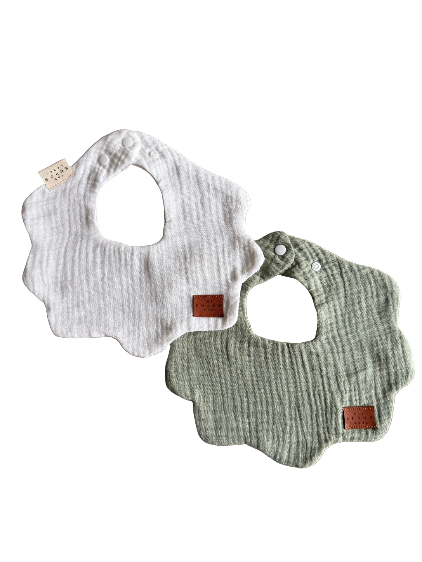 Slinček z valovitim robom - set 2 - bela in zelena