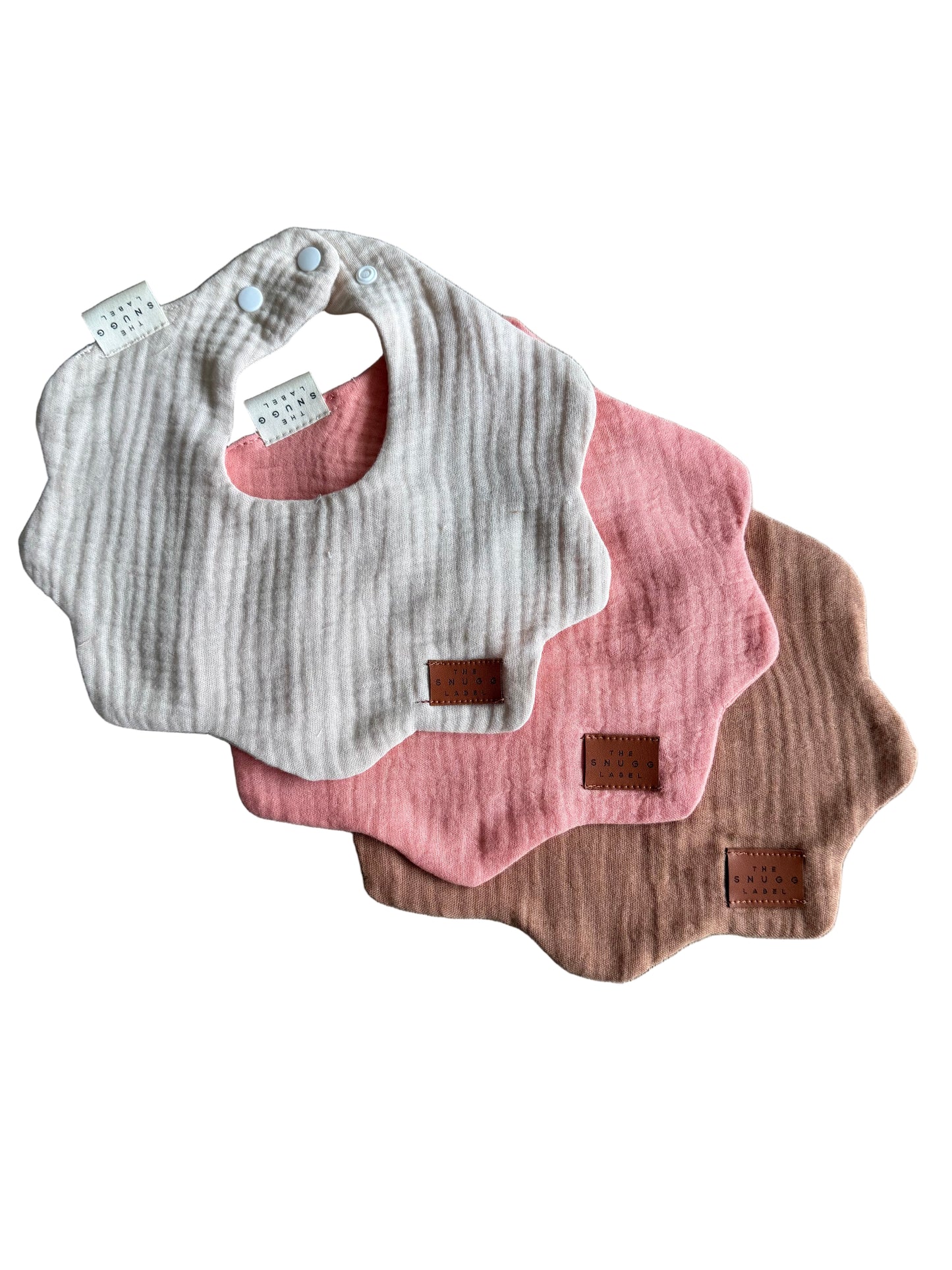 Slinček z valovitim robom - set 3 - bež, oker in koralna