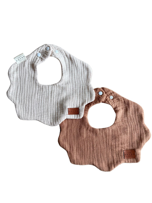 Slinček z valovitim robom - set 2 - bež in oker