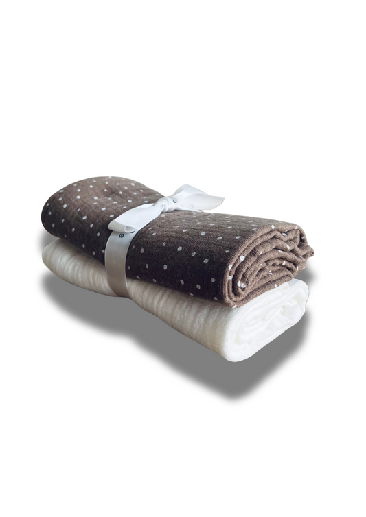 Tetra plenice - bež pikice + bela enobarvna